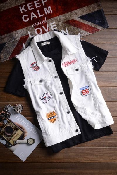 2018 men's and women's denim waistcoat, korean version, sleeveless waistcoat, slender white denim vest, vest jacket, Black;white
2018 men's and women's denim waistcoat, korean version, sleeveless waistcoat, slender white denim vest, vest jacket, Black;white