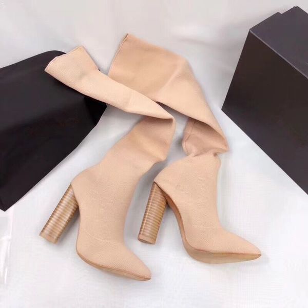 fashion stretch fabric socks women long boots women's boots pointed toe yarn elastic ankle thick heel high heels shoes 40, Black
fashion stretch fabric socks women long boots women's boots pointed toe yarn elastic ankle thick heel high heels shoes 40, Black