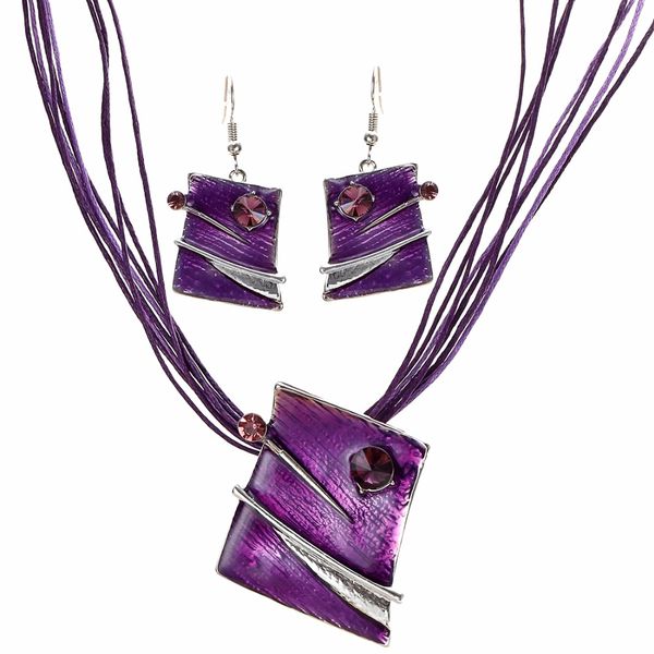 retro purple rhinestone crystal geometric shaped pendant necklace earrings sets silver color choker necklace collares
retro purple rhinestone crystal geometric shaped pendant necklace earrings sets silver color choker necklace collares