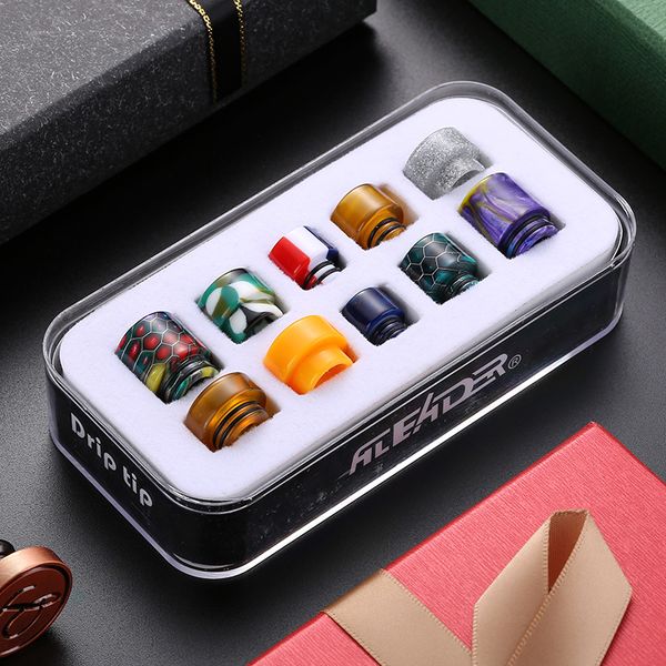 

Aleader Mouthpiece Epoxy Resin PEI Beeswax Drip tip Kit Set Wide Bore Driptip 810 510 Thread Snake Skin Grid Rainbow Mushrooms DHL Free