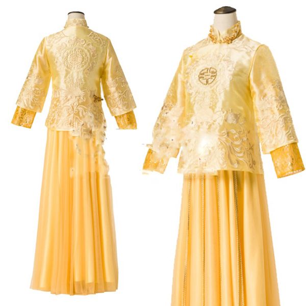 new design gold gorgeous embroidery republican period bride costume hanfu traditional chinese wedding costume xiu he fu, Black;red
new design gold gorgeous embroidery republican period bride costume hanfu traditional chinese wedding costume xiu he fu, Black;red