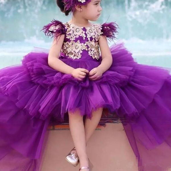 high low purple flower girls dresses princess wear cap sleeves feather beads appliques pageant gowns for birthday weddings dress, White;blue
high low purple flower girls dresses princess wear cap sleeves feather beads appliques pageant gowns for birthday weddings dress, White;blue