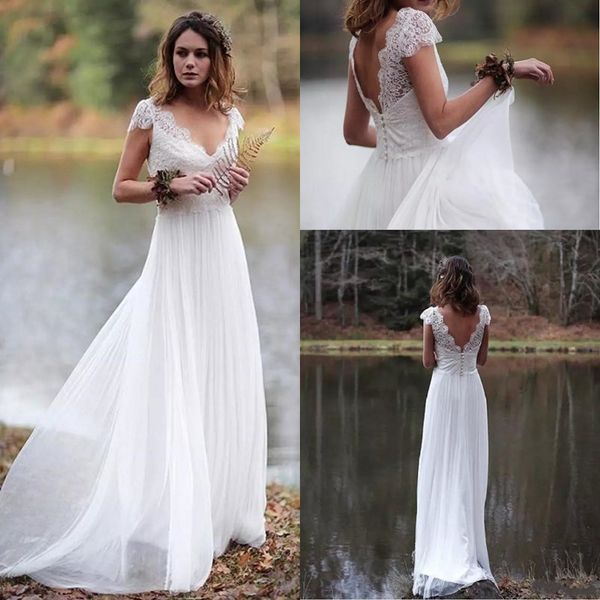 2018 simple a line v neck lace appliques wedding dresses cap sleeve floor length bridal gowns tulle backless wedding gowns custom made, White
2018 simple a line v neck lace appliques wedding dresses cap sleeve floor length bridal gowns tulle backless wedding gowns custom made, White