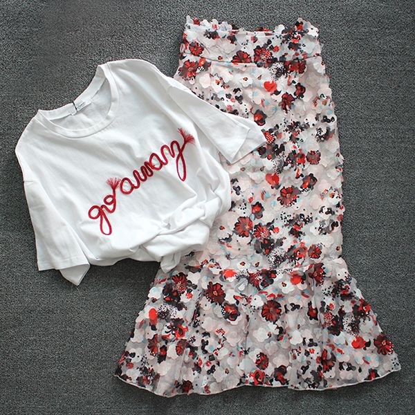2018 new hot chiffon 2 piece set women skirt top short sleeves summer skirt sets flowers and t-shirt two piece set, White
2018 new hot chiffon 2 piece set women skirt top short sleeves summer skirt sets flowers and t-shirt two piece set, White