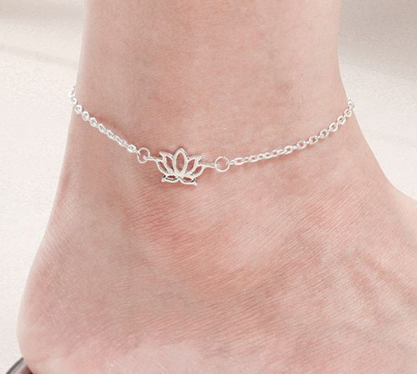 

lotus charm ankle chain girls/ladies silver filled link anklet chain good luck foot chains anklets, Red;blue
