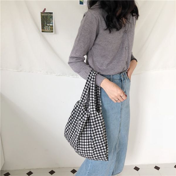 2018 women plaid handbag ins simple cotton bag girl outdoor bags students casual bag 2 color
2018 women plaid handbag ins simple cotton bag girl outdoor bags students casual bag 2 color