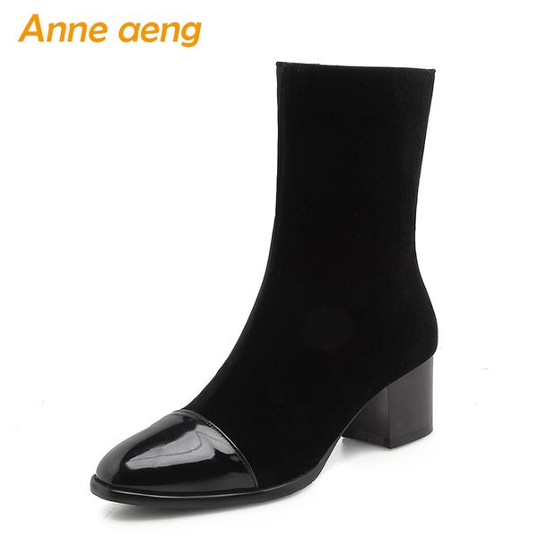 2018 new winter women ankle boots high heel square toe zipper elegant ladies women shoes black short elastic boots big size
2018 new winter women ankle boots high heel square toe zipper elegant ladies women shoes black short elastic boots big size