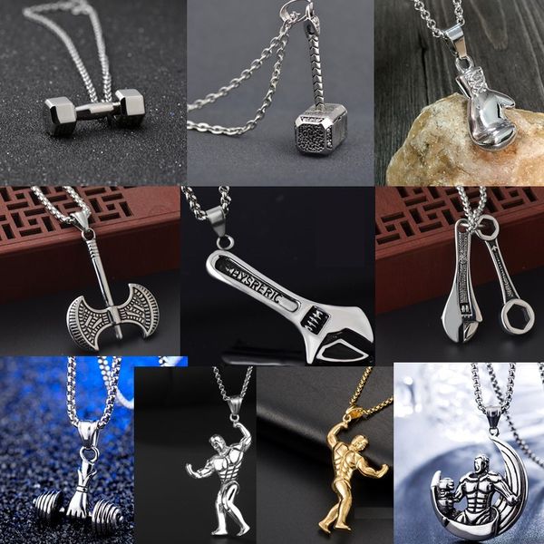 sports strength bodybuilding necklace men chain with pendant punk hip hop jewelry fantasy accessories for men titanium steel necklaces, Silver
sports strength bodybuilding necklace men chain with pendant punk hip hop jewelry fantasy accessories for men titanium steel necklaces, Silver