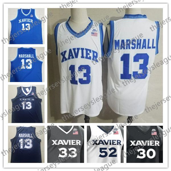 

xavier musketeers #13 naji marshall 54 sean o'mara 0 tyrique jones stitched white blue black ncaa college basketball jerseys