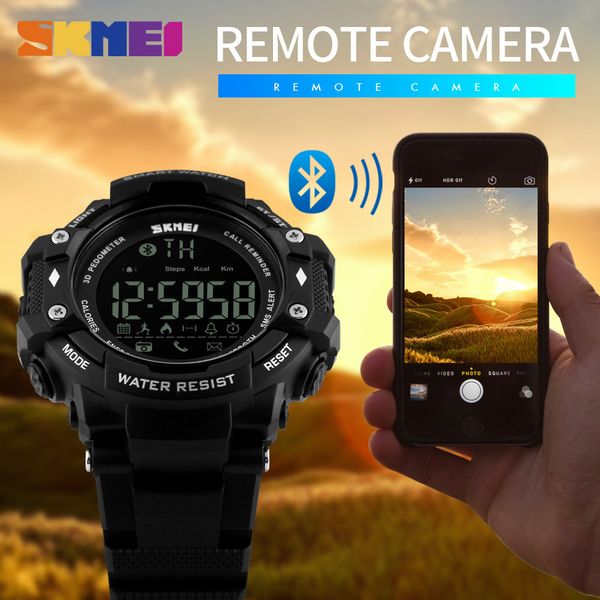 

skmei 1226 smart watch men outdoor sports watches pedometer calorie bluetooth fitness tracker 50m waterproof wristwatches, Slivery;brown