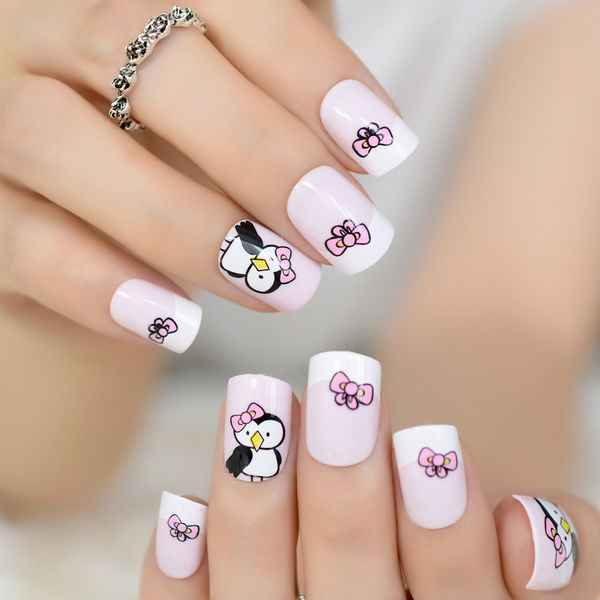 baby pink white french false nail tips cute bow penguin cartoon pattern fake nails square full cover artificial faux ongle, Red;gold
baby pink white french false nail tips cute bow penguin cartoon pattern fake nails square full cover artificial faux ongle, Red;gold