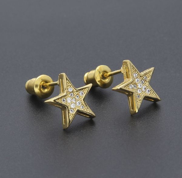 five pointed star studs imitated copper ear studs with zircon hip hop jewelry for men and women selling, Golden;silver
five pointed star studs imitated copper ear studs with zircon hip hop jewelry for men and women selling, Golden;silver