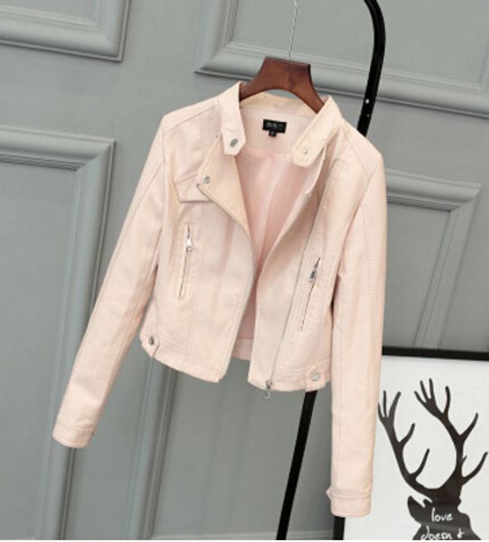 2018 spring fall pink women's leather jacket soft leather faux jacket slim zipper pu motorcycle, Black;brown
2018 spring fall pink women's leather jacket soft leather faux jacket slim zipper pu motorcycle, Black;brown