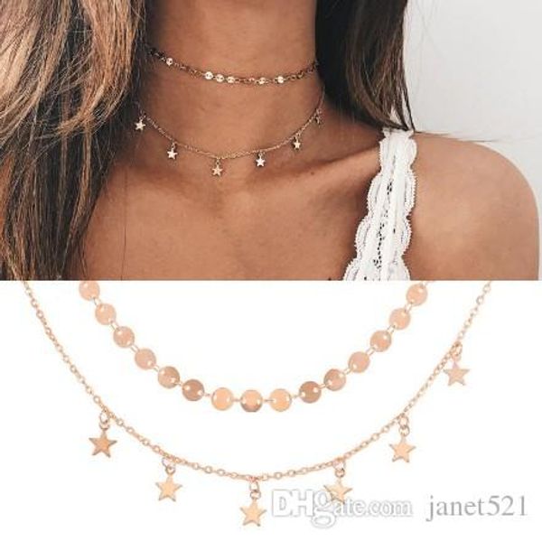 sequines & star charm chokers necklaces 18k gold silver tone alloy 2 layered pendant necklaces gift idea charm chokers, Golden;silver
sequines & star charm chokers necklaces 18k gold silver tone alloy 2 layered pendant necklaces gift idea charm chokers, Golden;silver