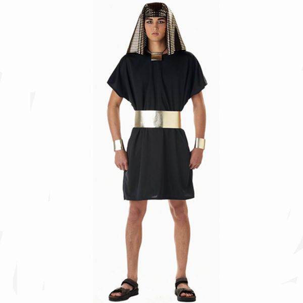 

egyptian pharaoh costume for men halloween cosplay for men egypt costume ancient clothes, Black;red