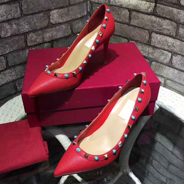 women's fashion high heels 8.5cm rivets shoes thin heels fashion pumps shoes size 34--42, Black
women's fashion high heels 8.5cm rivets shoes thin heels fashion pumps shoes size 34--42, Black