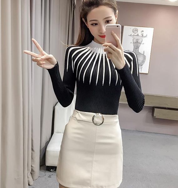 send 2018 autumn new style korean fashion blue patchwork cultivate one's moral character long sleeved set head sweater women, White;black
send 2018 autumn new style korean fashion blue patchwork cultivate one's moral character long sleeved set head sweater women, White;black