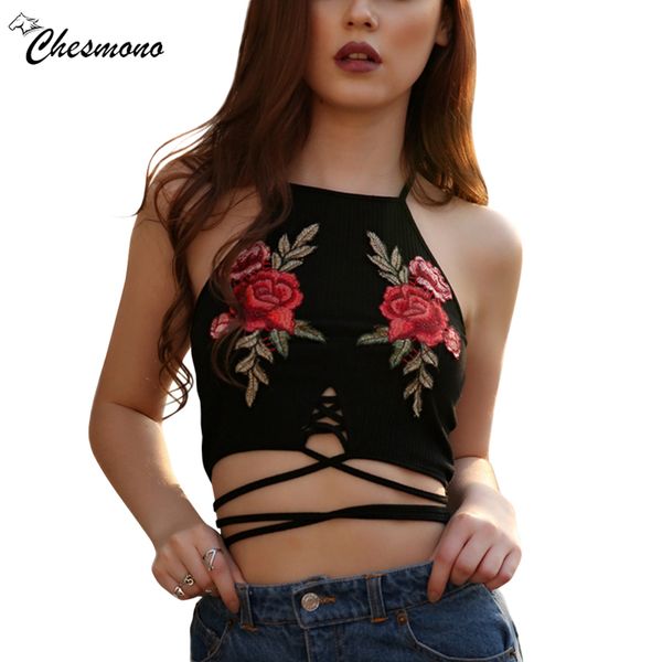 chesmono women summer strappy patch in flower embroidery vest bandage halter backless slim crop party club tanks party, White
chesmono women summer strappy patch in flower embroidery vest bandage halter backless slim crop party club tanks party, White