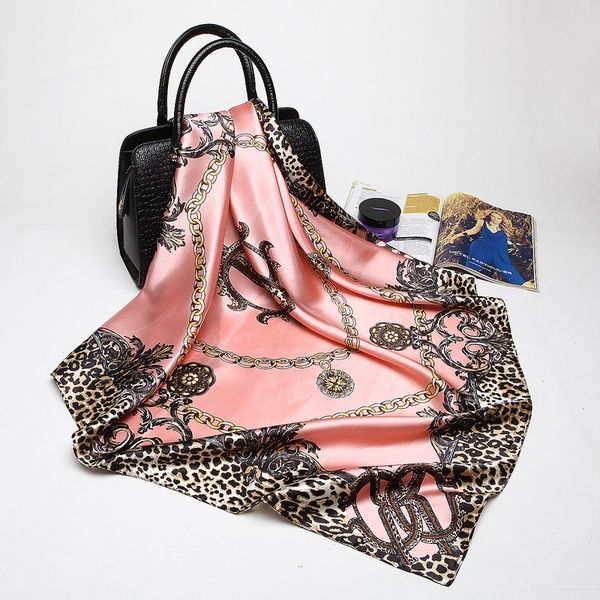 fashion women leopard pink scarf brand hijab foulard satin wraps scarfs square head silky scarves 90x90cm shawl smhsr, White;black
fashion women leopard pink scarf brand hijab foulard satin wraps scarfs square head silky scarves 90x90cm shawl smhsr, White;black