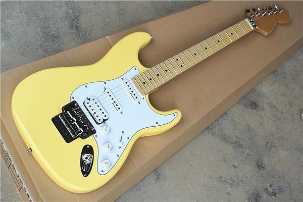 light yellow electric guitar with white pickguard,3s pickups, maple fretboard,floyd rose,offering customized services
light yellow electric guitar with white pickguard,3s pickups, maple fretboard,floyd rose,offering customized services