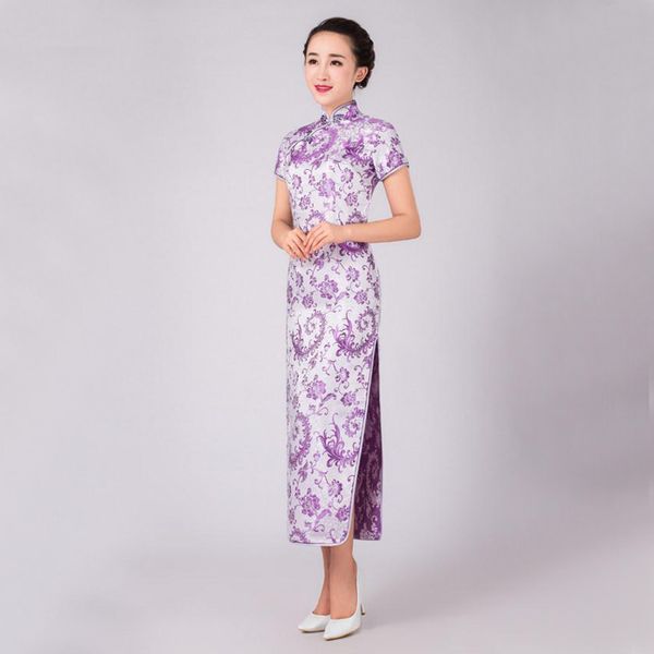 light purple chinese women satin cheongsam elegant long qipao novelty pteris dress national clothing size s l xl xxl wc048, Red
light purple chinese women satin cheongsam elegant long qipao novelty pteris dress national clothing size s l xl xxl wc048, Red