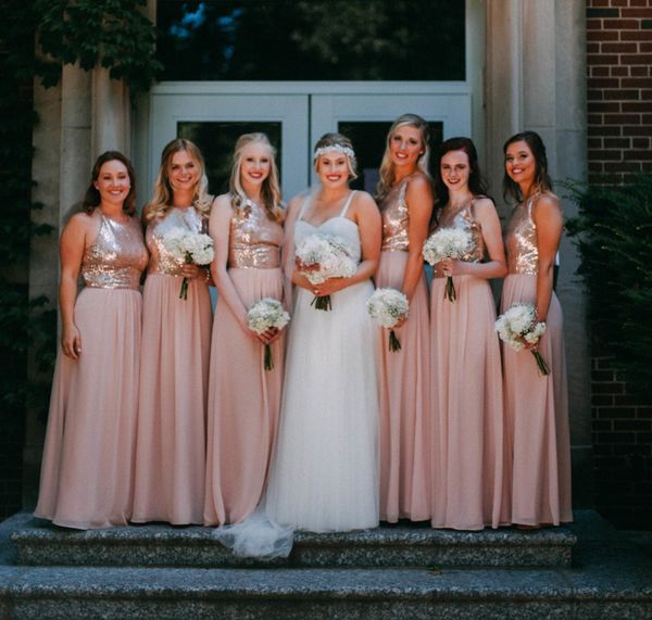 sequins bridesmaid dress crew sleevelss zipper back pleats chiffon skirt long wedding party dresses ing, White;pink
sequins bridesmaid dress crew sleevelss zipper back pleats chiffon skirt long wedding party dresses ing, White;pink