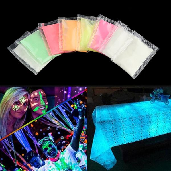 

1 bag nail glitter glow in the dark pigment nail dust fluorescent powder effect luminous glitter diy festival decoration tools, Silver;gold