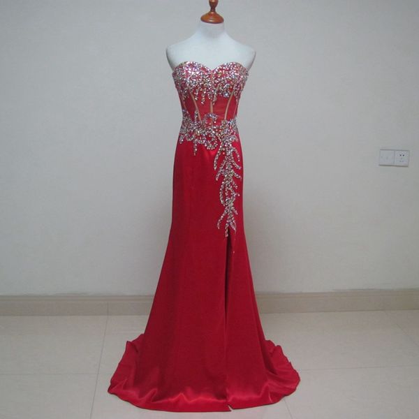 beaded long satin evening dresses red 2019 sheath prom gowns formal party dress elegant, Black;red
beaded long satin evening dresses red 2019 sheath prom gowns formal party dress elegant, Black;red
