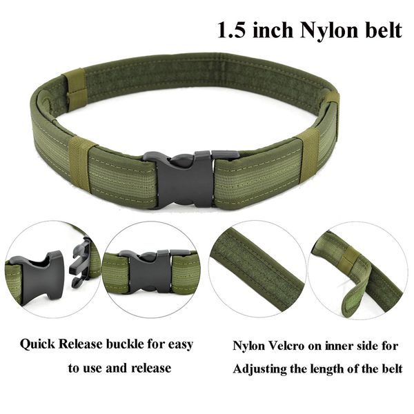 usa 1.5inch 38mm police security heavy duty belt tactical combat gear utility nylon adjustable belt for men's pants, Black;green
usa 1.5inch 38mm police security heavy duty belt tactical combat gear utility nylon adjustable belt for men's pants, Black;green