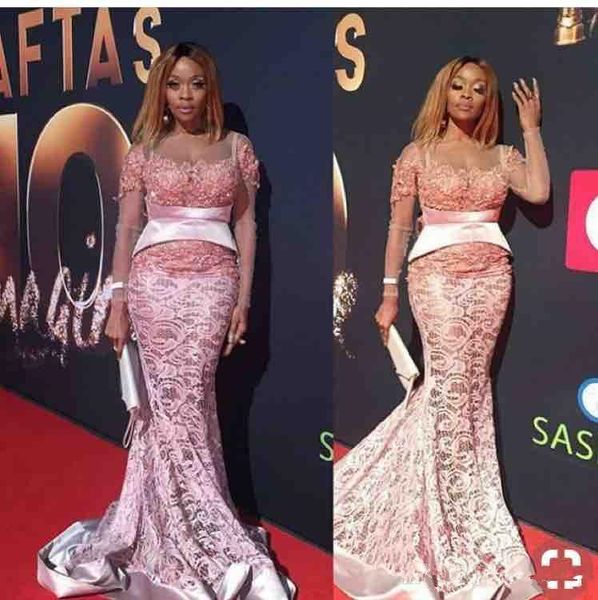 african long sleeves mermaid prom dresses 2019 sheer neck custom made pink evening gowns for plus size celebrity dress, Black
african long sleeves mermaid prom dresses 2019 sheer neck custom made pink evening gowns for plus size celebrity dress, Black