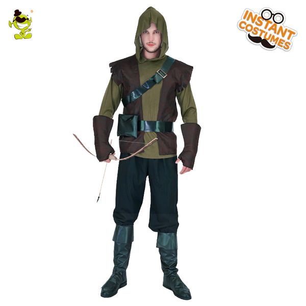

2018 men's robin hood costume carnival party imitation deluxe male robin fancy dress up for party role play cost, Black;red