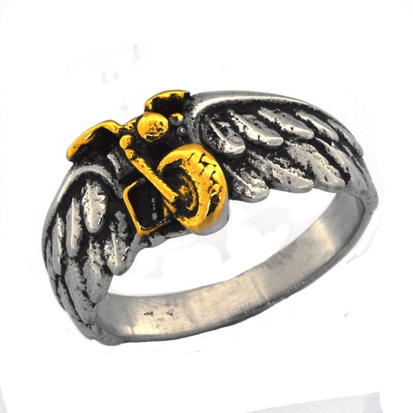 fanssteel stainless steel punk vintage mens or womens jewelry gold plating motor cycle on the wing biker ring gift for 14w06g, Silver
fanssteel stainless steel punk vintage mens or womens jewelry gold plating motor cycle on the wing biker ring gift for 14w06g, Silver