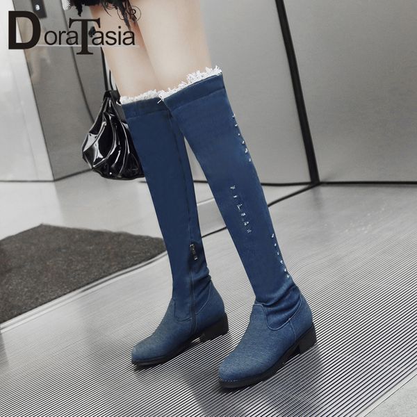 doratasia denim over the knee boots 3.5cm low heels solid autumn winter boots plus size 32-48 3 colors available, Black
doratasia denim over the knee boots 3.5cm low heels solid autumn winter boots plus size 32-48 3 colors available, Black