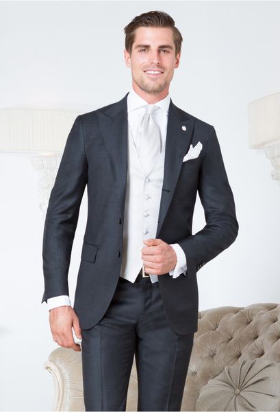 dark gray mens suits slim fit two pieces groomsmen wedding tuxedos for men blazers two buttons peaked lapel formal suit (jacket+pants), Black;gray
dark gray mens suits slim fit two pieces groomsmen wedding tuxedos for men blazers two buttons peaked lapel formal suit (jacket+pants), Black;gray