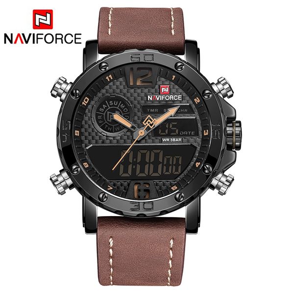 

dhl новые мужские часы лучший бренд класса люкс naviforce причинно-следственной водонепроницаемый кварцевые часы кожа военные наручные часы, Slivery;brown