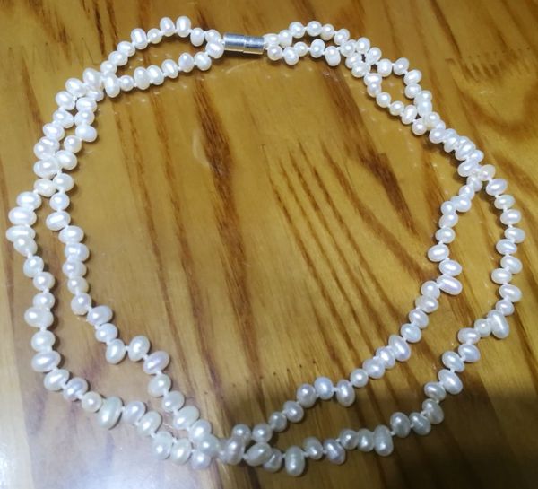 17'' 43cm women jewelry 2 strands necklace 6mm white freshwater pearl oval round pearl handmake necklace natural, Silver
17'' 43cm women jewelry 2 strands necklace 6mm white freshwater pearl oval round pearl handmake necklace natural, Silver