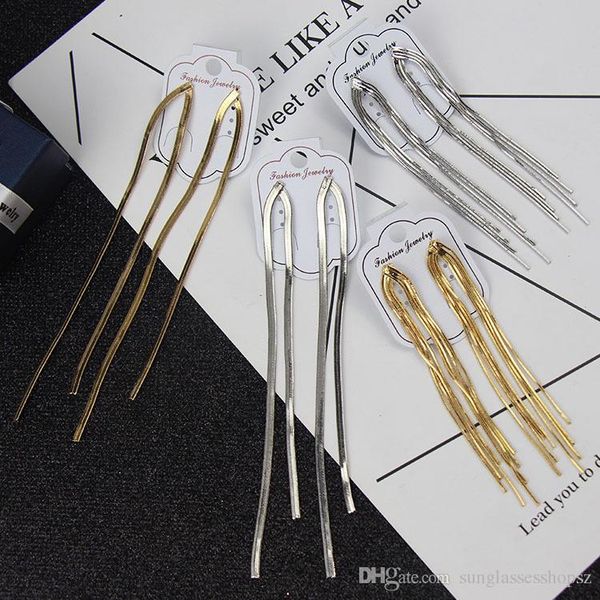 new popular ultra long chain tassel earrings temperament exaggerated designer earrings female accessories jewelry, Silver
new popular ultra long chain tassel earrings temperament exaggerated designer earrings female accessories jewelry, Silver