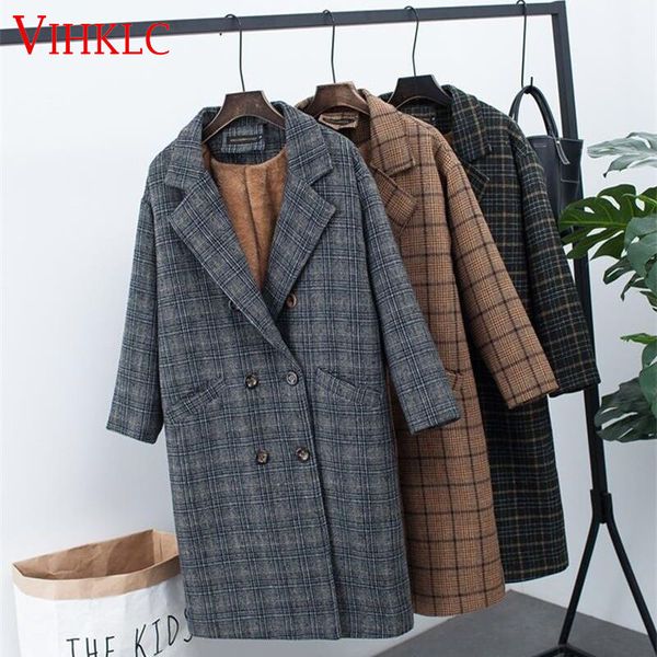 2018 new winter clothing plus velvet thick woolen jacket female korean version of the long loose large size plaid woolen c303, Black
2018 new winter clothing plus velvet thick woolen jacket female korean version of the long loose large size plaid woolen c303, Black