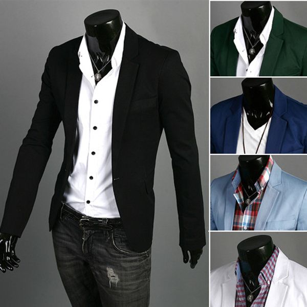 556 new high-quality fashion solid color men's blazers in england slim one button leisure, White;black
556 new high-quality fashion solid color men's blazers in england slim one button leisure, White;black