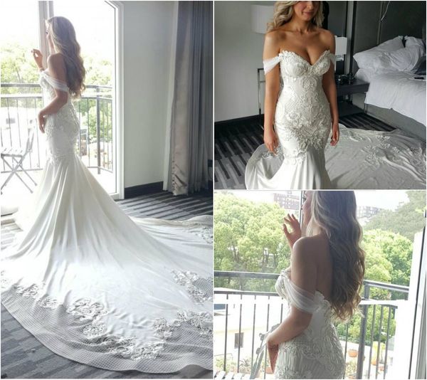 mermaid wedding dresses off the shoulder lace pearls long train slim fit beach bridal gowns plus size vestido de novia, White
mermaid wedding dresses off the shoulder lace pearls long train slim fit beach bridal gowns plus size vestido de novia, White