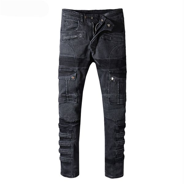 newsosoo fashion men pleated biker jeans pants with multi pockets slim fit motorcycle denim trousers for male plus size 29-42, Blue
newsosoo fashion men pleated biker jeans pants with multi pockets slim fit motorcycle denim trousers for male plus size 29-42, Blue