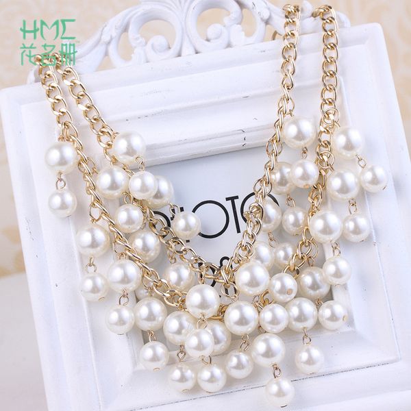 2017 new fashion female temperament chocker necklace multi-layer simulated-pearl necklace link chain, Golden;silver
2017 new fashion female temperament chocker necklace multi-layer simulated-pearl necklace link chain, Golden;silver