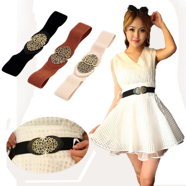 women retro adjustable flower elastic stretch buckle wide waistband belt dress belt dress accessories, Black;brown
women retro adjustable flower elastic stretch buckle wide waistband belt dress belt dress accessories, Black;brown