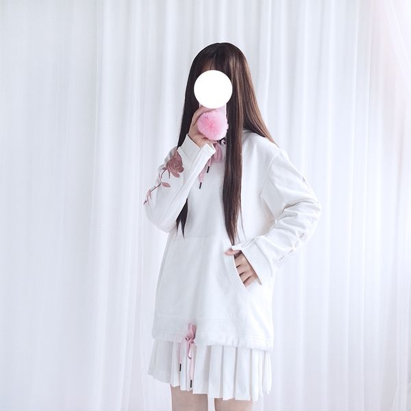 spring new japanese college style student girl soft sister rose embroidery lolita hedging hooded sweatshirt, Black;red
spring new japanese college style student girl soft sister rose embroidery lolita hedging hooded sweatshirt, Black;red