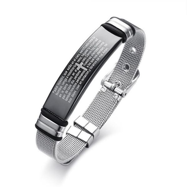 black curved plate titanium steel bracelet for men spanish/english/blank christian scripture curved plate bracelet friend gift
black curved plate titanium steel bracelet for men spanish/english/blank christian scripture curved plate bracelet friend gift