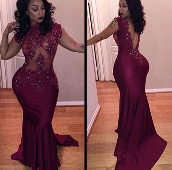 2023 burgundy backless mermaid prom dresses high neck lace appliques beaded evening gown black girls party vestido de fest
2023 burgundy backless mermaid prom dresses high neck lace appliques beaded evening gown black girls party vestido de fest