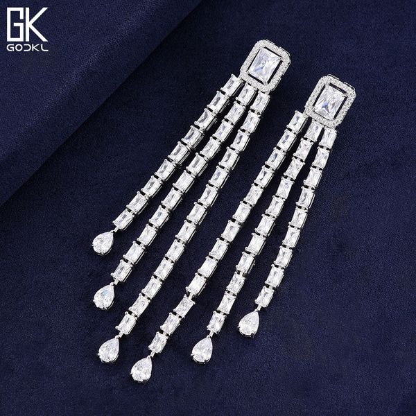 godki 99mm luxury tassels cubic zirconia long dangle earrings for women wedding engagement party drop dangle earrings jewelry, Silver
godki 99mm luxury tassels cubic zirconia long dangle earrings for women wedding engagement party drop dangle earrings jewelry, Silver