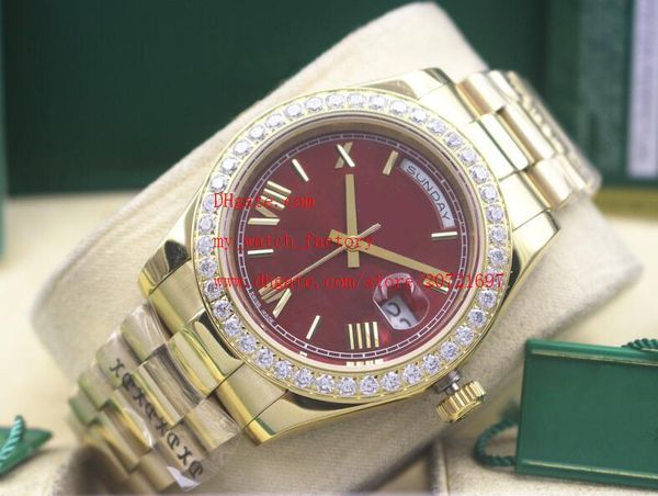luxury wristwatches 18k yellow gold 41mm day-date red dial classic series asia 2813 movement automatic mechanical mens watches, Slivery;brown
luxury wristwatches 18k yellow gold 41mm day-date red dial classic series asia 2813 movement automatic mechanical mens watches, Slivery;brown