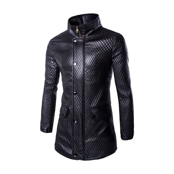 wholesale- mens fashion pu overcoat 2016 new arrivals winter leather casaco masculino slim long men's clothing zf65, Black
wholesale- mens fashion pu overcoat 2016 new arrivals winter leather casaco masculino slim long men's clothing zf65, Black