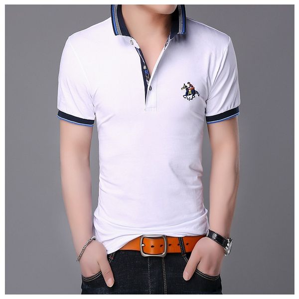 men summer tshirts turn-down collar solid color casual business shirt short sleeved, White;black
men summer tshirts turn-down collar solid color casual business shirt short sleeved, White;black
